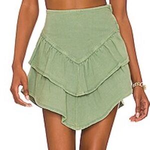 Mother Women’s The Ruffle Mini Skirt in Loden‎ Frost Green Size 30